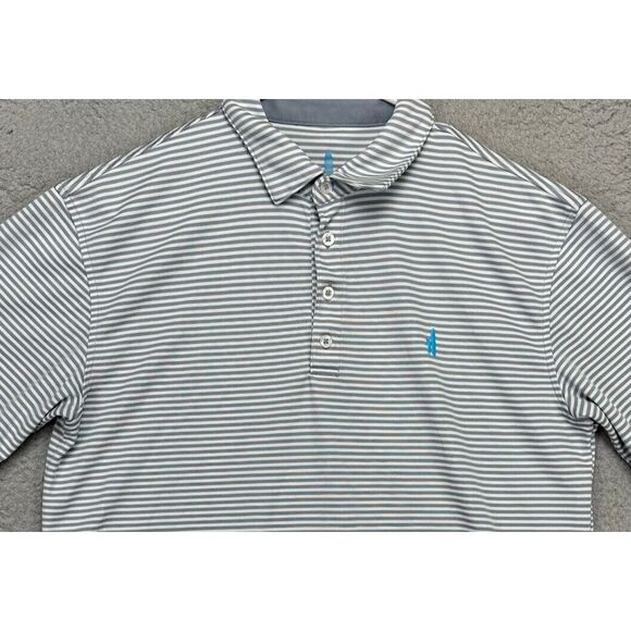 Johnnie-O Shirt Mens Medium Grey Hairline Stripes Prep-Formance Golf Polo Rugby